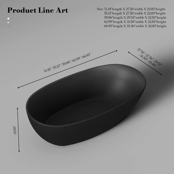 MonBlari XY-1007 Black Acrylic Freestanding Bathtub 1500mm - 1700mm