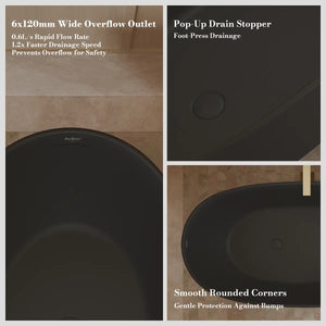 MonBlari XY-1007 Black Acrylic Freestanding Bathtub 1500mm - 1700mm