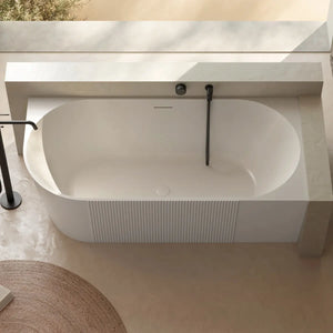 MonBlari XY-2003R White Acrylic Corner Bathtub Fluted 1500mm -1700mm