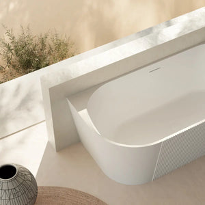 MonBlari XY-2003R White Acrylic Corner Bathtub Fluted 1500mm -1700mm