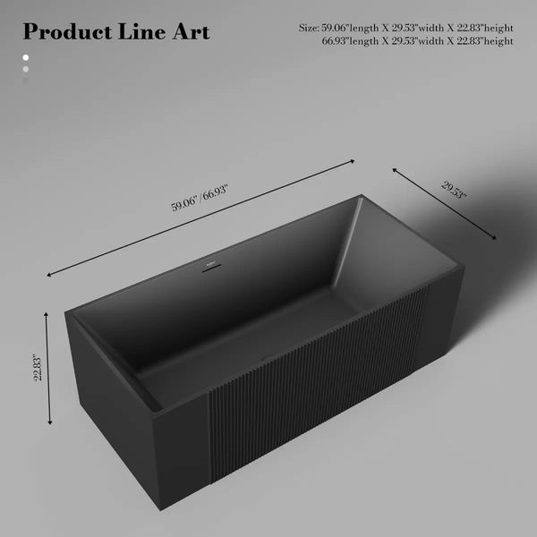 MonBlari XY-2005 Black Acrylic Freestanding Bathtub 1500mm - 1700mm