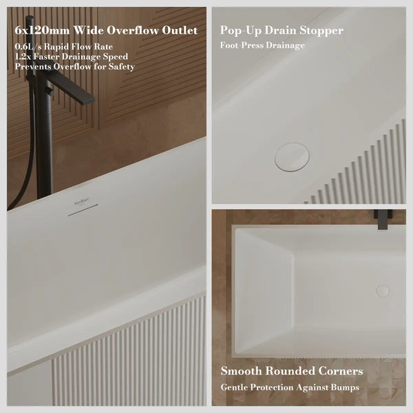 MonBlari XY-2005 White Acrylic Freestanding Bathtub 1500mm - 1700mm