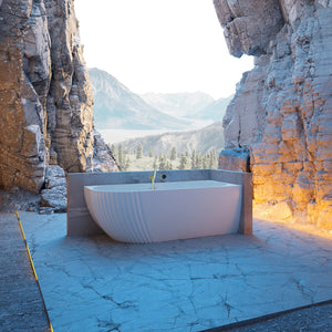 MonBlari Acrylic Back to Wall Bathtub XY-5003-GW-SideView