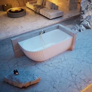 MonBlari Acrylic Back to Wall Bathtub XY-5003-GW-SideTop