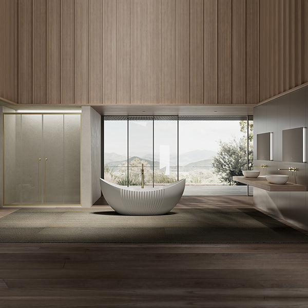 MonBlari XY-5008 Acrylic Double Slipper Freestanding Bathtub Fluted 1800mm