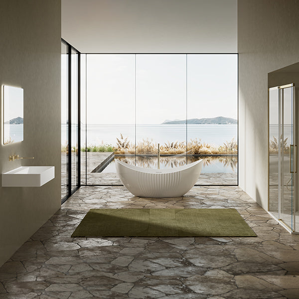 MonBlari XY-5008 Acrylic Double Slipper Freestanding Bathtub Fluted 1800mm