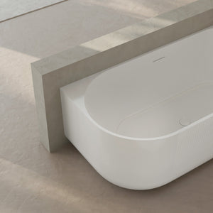 MonBlari Acrylic Back to Wall Bathtub XY-6006-GW-FrontCloseUp