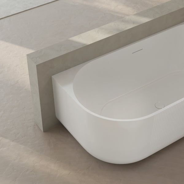 MonBlari Acrylic Back to Wall Bathtub XY-6006-GW-FrontCloseUp