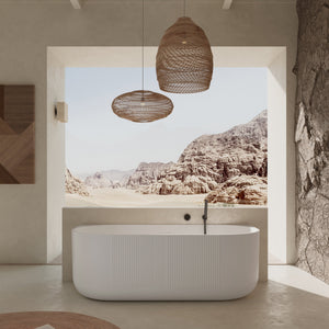 MonBlari Acrylic Back to Wall Bathtub XY-6006-GW-FrontView