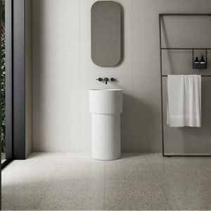 18 Inch MonBlari Solid Surface Vessel Bowl Sink Pedestal Sink TWZ351MW-FrontView