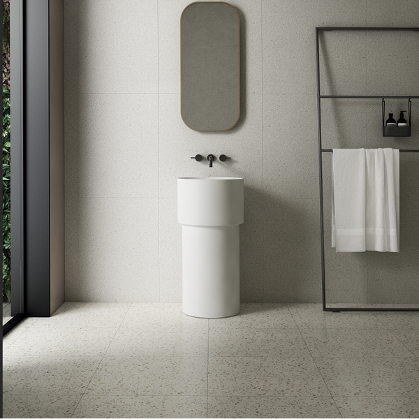 18 Inch MonBlari Solid Surface Vessel Bowl Sink Pedestal Sink TWZ351MW-FrontView