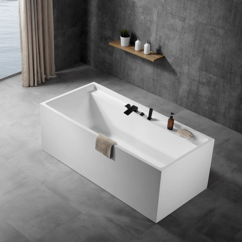 Acrylic soaking bathtub rectangular tub modern white bathroom bathtub
