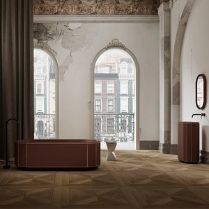 Beryl contemporary brown freestanding bathtub with crisp white rim