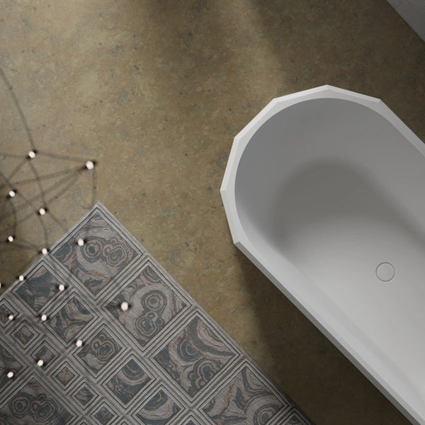 Matte white beryl series luxury buthtub diagonal view close-up
