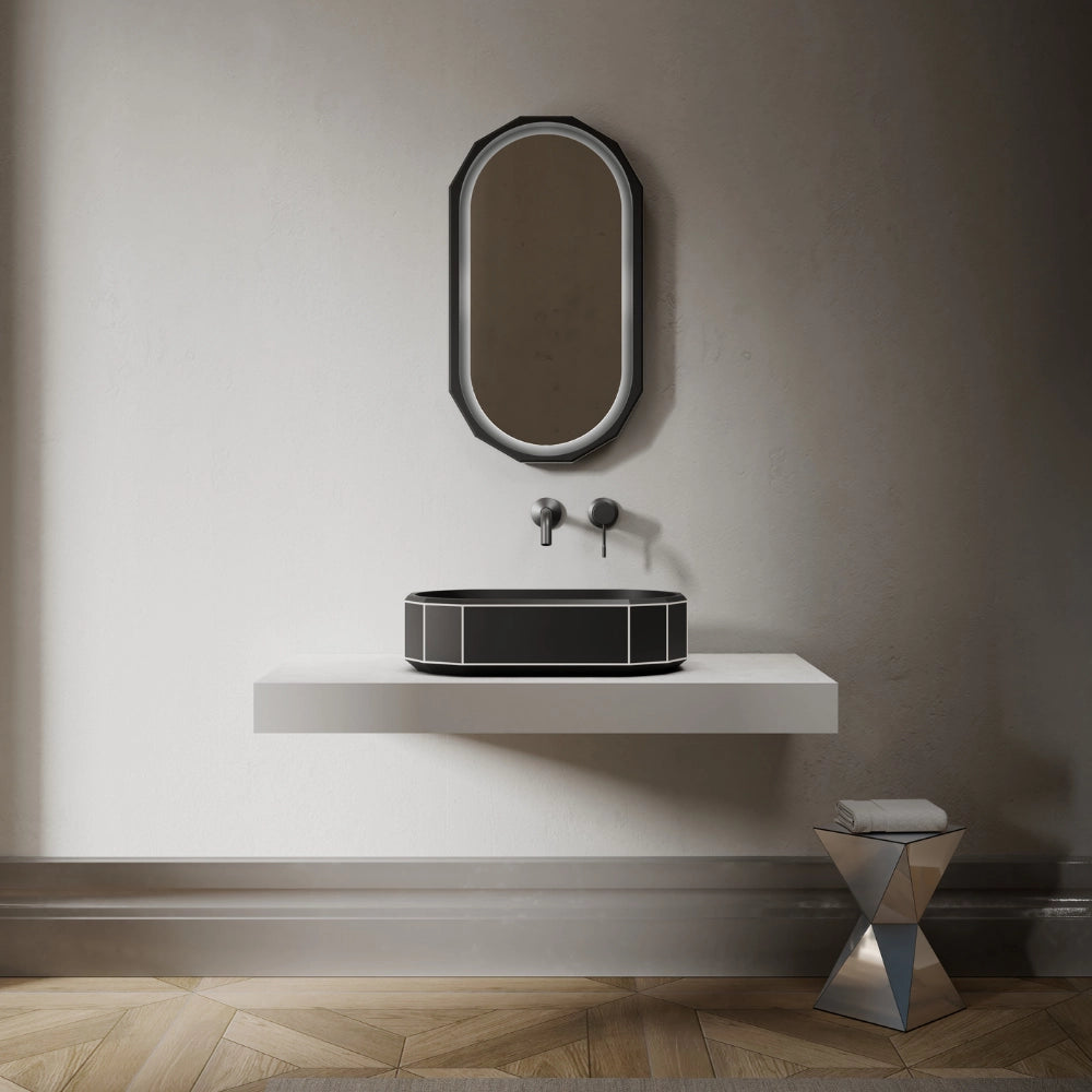 MonBlari BERYL series structured vessel sink with solid surface design