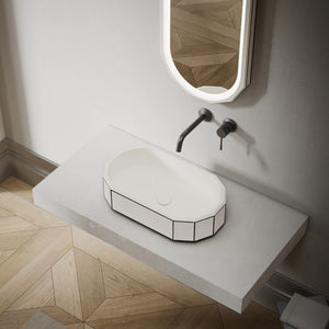 MonBlari BERYL series countertop sink with black rim side top view close-up