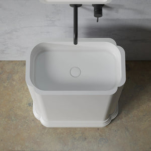 Luxury solid surface pedestal wash basin by MonBlari BERYL Series for contemporary bathroom vanity spaces