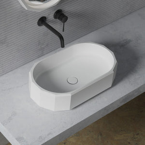 BERYL Series countertop sink in matte white for modern bathroom