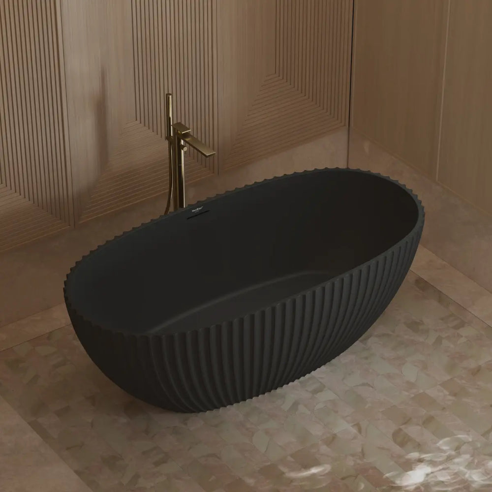 Modern venus series black fluted oval freestanding bath