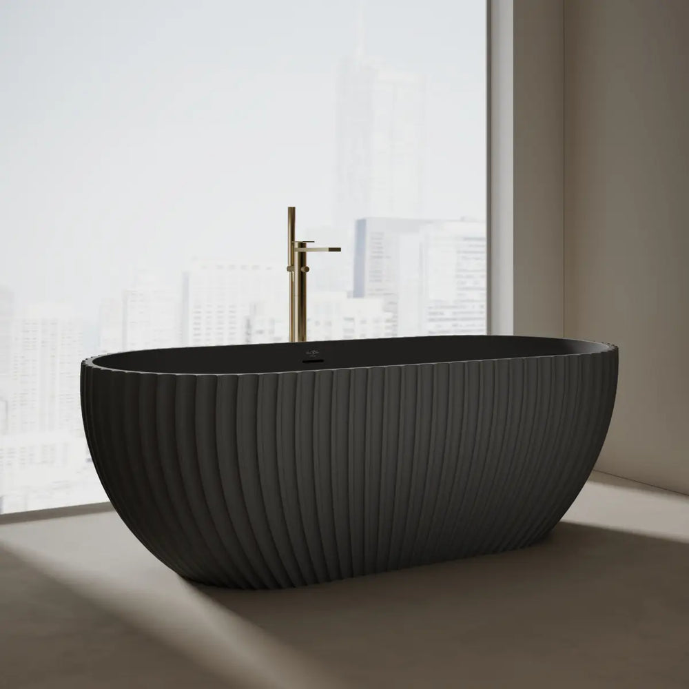 Monblari venus series black double ended curved freestanding bath