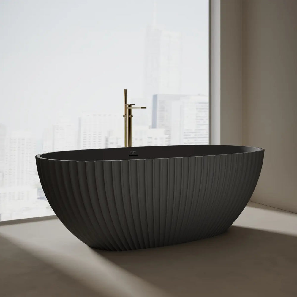 Mondern VENUS series double ended fluted white curved freestanding bathtub