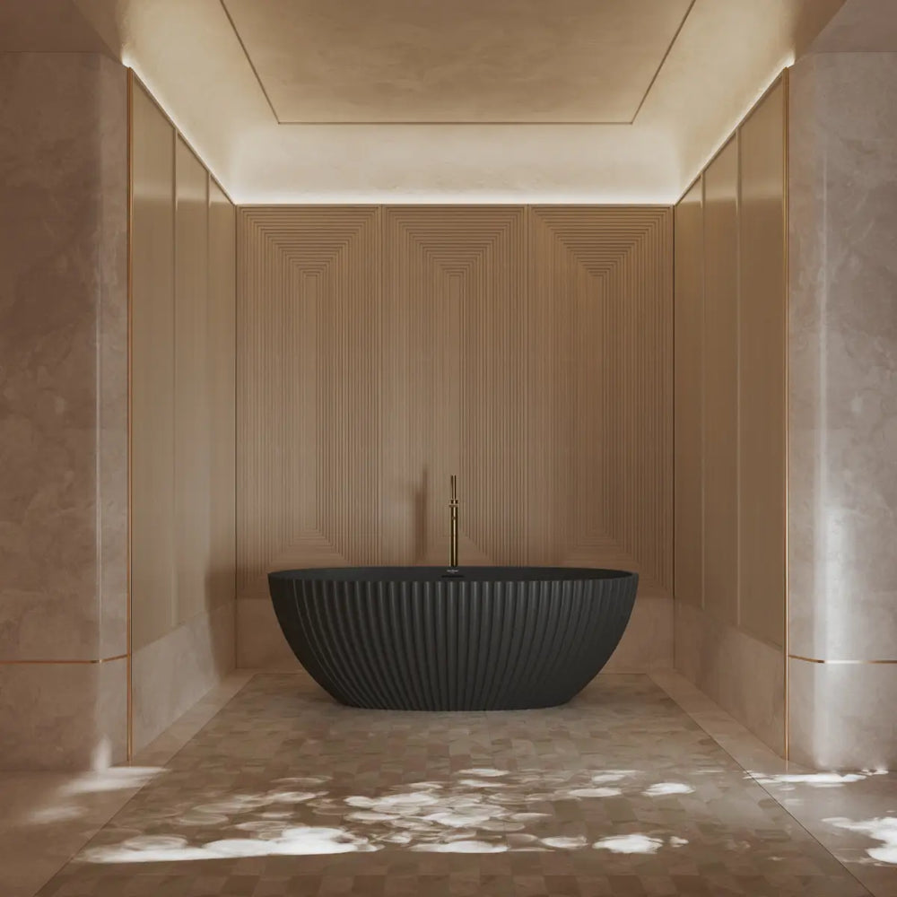 Modern venus series black fluted oval freestanding bath
