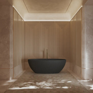 Modern venus series black fluted oval freestanding bath