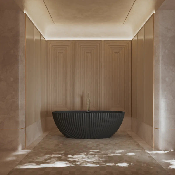 Modern venus series black fluted oval freestanding bath