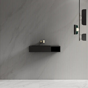 Mondern black solid surface wall hung sink bathroom basin sink