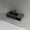 Solid surface wall mount vessel sink modern bathroom basin matte black