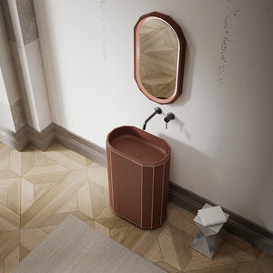 Modern matte brown bathroom pedestal sink