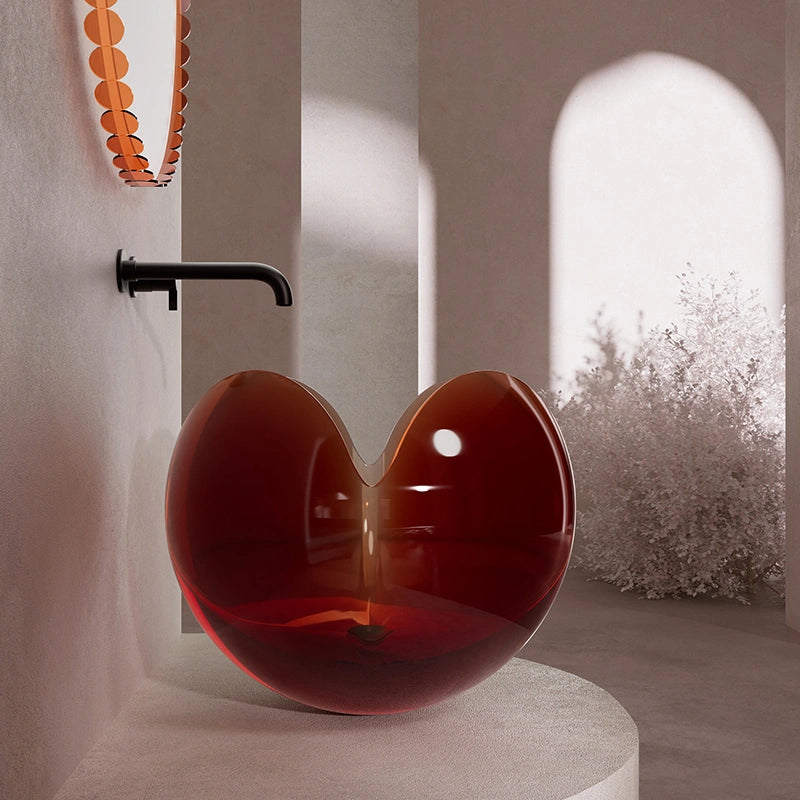 MonBlari FLOWER Series transparent countertop sink featuring a delicate floral-inspired design