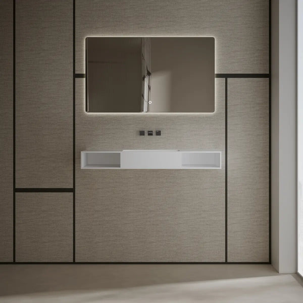 Modern wall mounted bathroom sink white rectangular sink