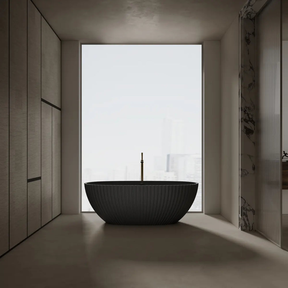 Mondern VENUS series double ended fluted white curved freestanding bathtub