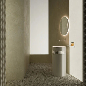 Sculptural linglong series freestanding pedestal sink in modern bathroom