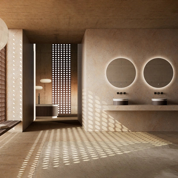 Modern fluted round vessel sink from MonBlari FOREST Series for luxury bathroom