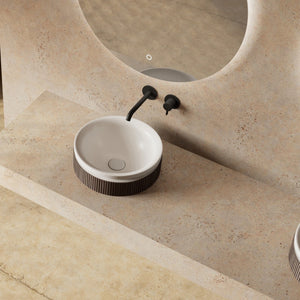 FOREST Series fluted round vessel sink in matte white for modern bathrooms
