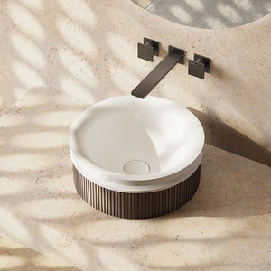 MonBlari FOREST Series round fluted vessel sink with vertical ribbed texture