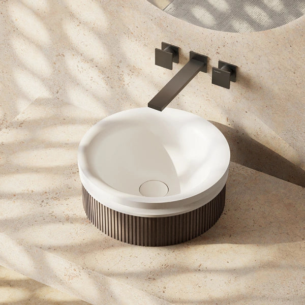 MonBlari FOREST Series round fluted vessel sink with vertical ribbed texture