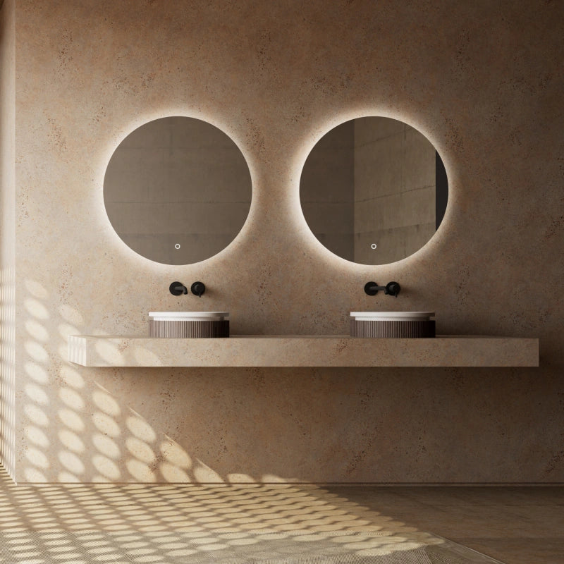 FOREST Series fluted round vessel sink in matte white for modern bathrooms