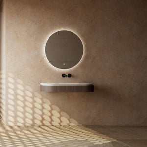 MonBlari FOREST Series fluted wall-mounted sink in matte white solid surface