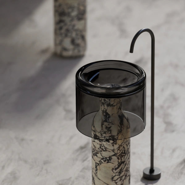 MonBlari HALO Series luxury pedestal wash basin with clear acrylic