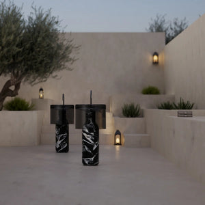 MonBlari HALO Series marble-inspired pedestal sink with acrylic