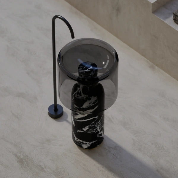 MonBlari HALO Series marble pedestal bathroom sink with transparent acrylic