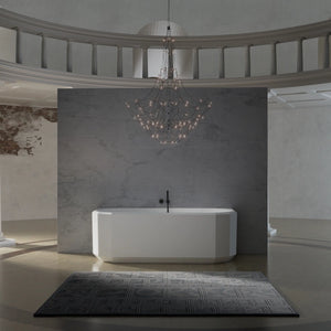 MonBlari BERYL Series wall mounted bathtub in matte white solid surface for modern luxury bathroom design