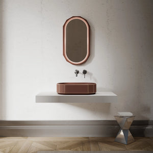 MonBlari BERYL series sculptural design solid surface brown bathroom vessel sink