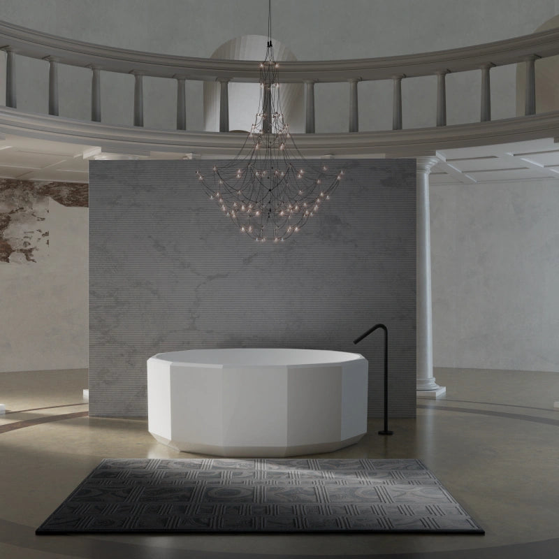 MonBlari BERYL Series round freestanding bathtub in matte white for modern luxury bathrooms