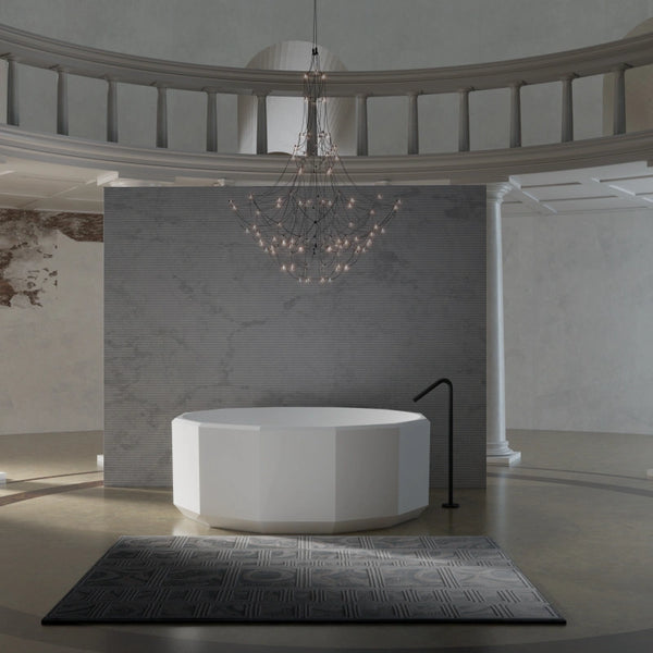MonBlari BERYL Series round freestanding bathtub in matte white for modern luxury bathrooms