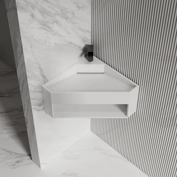 Wall mount sink modern floating bathroom basin matte white wall hung wash basin