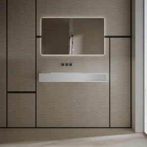 Rectangular solid surface minimalist bathroom wall mount sink